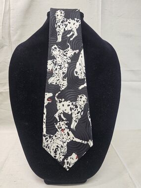 Men's Black Dalmatian Print Tie - Novelty Pattern